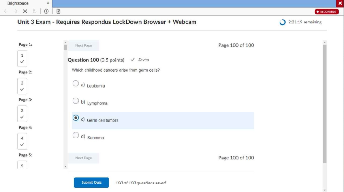 Respondus Lockdown Real Exam Question